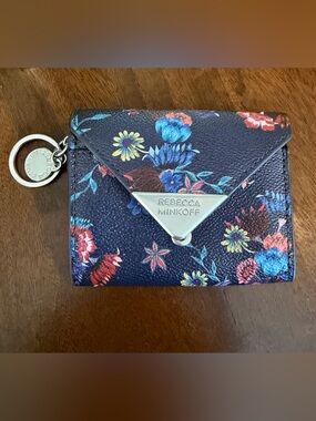 Rebecca Minkoff Navy Floral Envelope Wallet with Multi-Color Blooms